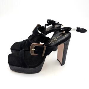 Jessica Simpson Caelia Block Heel Sandals Women's Black Size US8M EU39